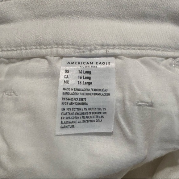 AMERICAN EAGLE Sz 14 Sz 14L Jeans Distressed High Rise Skinny in White - Picture 11 of 12